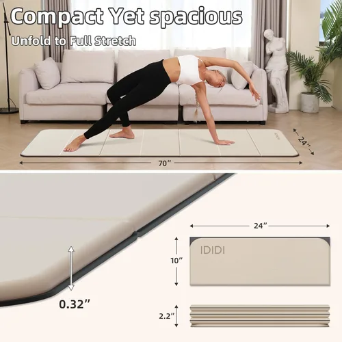 Miniatura 2 de Foldable Yoga Mat Extra Thick 0.32 Inches(8mm) SGS-certified, odorless POE. Non-slip surface & no curling edges. Great for yoga, Pilates & home