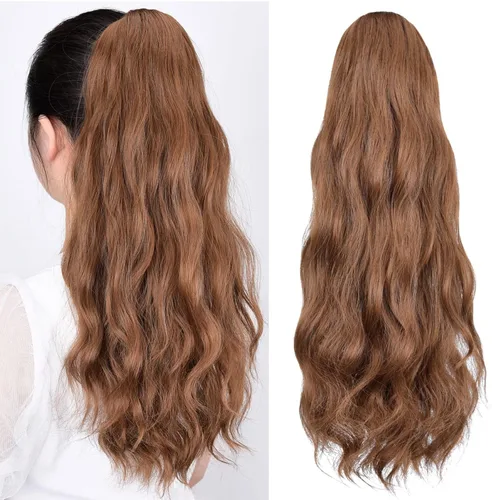Miniatura 300 de Extensiones de cola de caballo de cabello rubio, extensiones de cola de caballo para mujer, pinza de extensiones de cabello rizado de 12 pulgadas