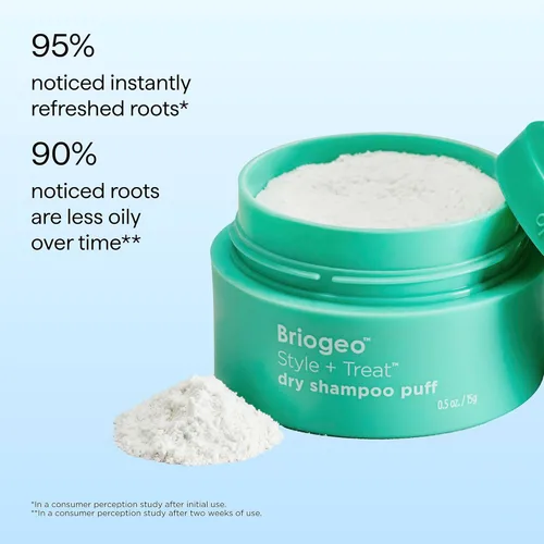 Miniatura 8 de Briogeo Style + Treat Dry Shampoo Puff Non-Aerosol & Talc-Free Root Refresh & Oil Absorption Volumizing Powder Vegan & Cruelty-Free 0.5 oz