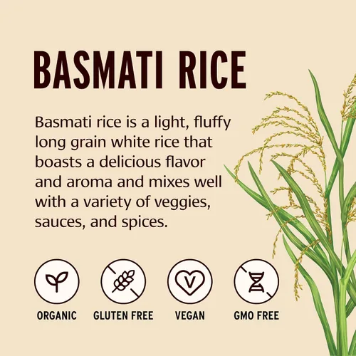 Miniatura 4 de Banyan Botanicals Arroz basmati blanco – Arroz basmati orgánico y puro para cocinar comidas saludables y hacer Kitchari – Con bolsa resellable