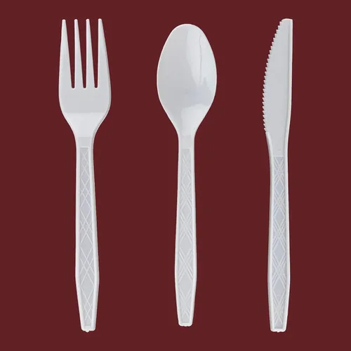 Miniatura 6 de Party Bargains - Cubiertos de plástico blanco 720 piezas: 360 tenedores, 240 cucharas, 120 cuchillos. Argyle Design - Juego de cubiertos desechables