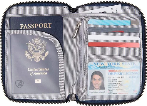 Miniatura 2 de Travelon Cartera con cierre RFID para pasaporte océano Cartera con cremallera para pasaporte con bloqueo RFID