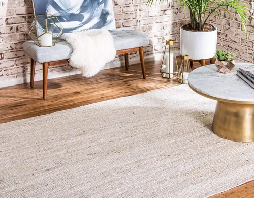 Miniatura 8 de Unique Loom Colección Jute Trenzado - Alfombra de área Dhaka (7' 1" x 10' Rectángulo, Blanco)