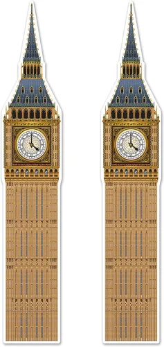 Miniatura 7 de Beistle Big Ben - Telón de fondo para fotos, 5 pies y 11 pulgadas de alto, decoración de pared de fiesta internacional británica, decoración