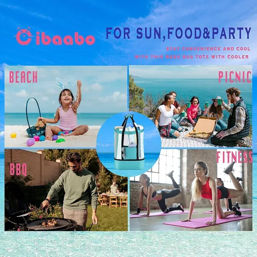 Miniatura 5 de Beach Bag with Cooler, Mesh Beach Tote with Undetachable Insulated Cooler and Pocket for Towels