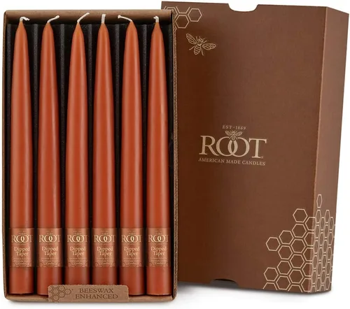 Miniatura 18 de Root Candles Juego de 12 velas cónicas sin aroma, lisas sumergidas a mano, sin goteo, cera de abeja mejorada, en caja, 9 pulgadas, verde salvia