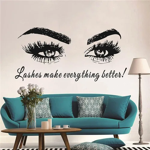 Miniatura 9 de Adhesivo para pared de ojos para decoración de interiores del hogar, pestañas de salón de belleza, pestañas para pared, calcomanía de cejas