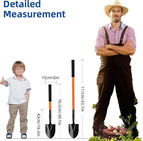 Miniatura 4 de Pala Pequeña para Cavar con Mango de Metal, Pala de Jardín de 111 cm de Resistencia, Ideal para Jardinería, Escarbado, Plantación, Acampada
