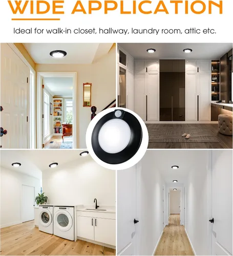 Miniatura 8 de CLOUDY BAY - Lámpara de techo con sensor de movimiento para interiores, 120 V CRI90 10 W 5000 K, luz de día brillante, 6.5 pulgadas LED de montaje