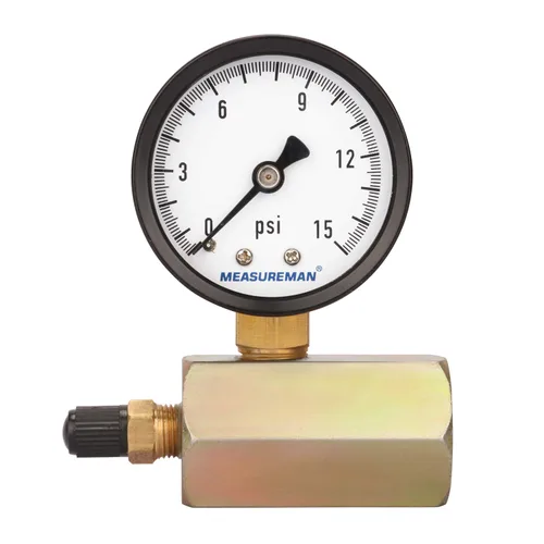 Medidor de prueba de presión de gas MEASUREMAN de 2" en acero, conexión FNPT de 3/4", 0-15 psi, precisión de +/-3-2-3%
