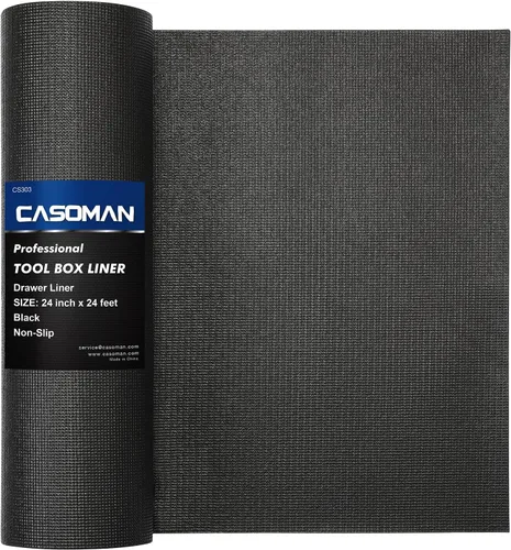 CASOMAN Revestimiento profesional para caja de herramientas y cajón, 24 pulgadas x 24 pies, tapete de goma de espuma antideslizante de fácil corte