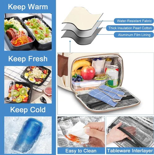 Miniatura 2 de MATEIN Mochila de almuerzo para mujer, resistente mochila térmica térmica para profesores, enfermeras, para trabajo, universidad, viajes, elegante