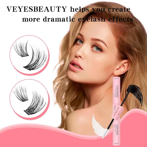 Miniatura 6 de VEYESBEAUTY Pegamento de pestañas 2 en 1 impermeable para extensiones de pestañas de larga duración, fuerte sujeción individual, pegamento para Negro
