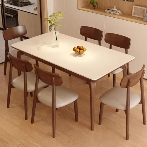 Miniatura 9 de YVYKFZD Solid Wood Dining Chairs, Armless Dining Room Chair Set, Leather Upholstered Kitchen Chairs, Comfy Side Chair with Curved Back, for