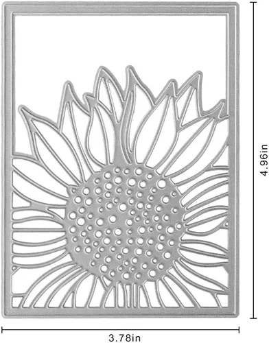 Miniatura 2 de Moldes de plantilla de plantilla de plantilla con marco de girasol, troqueles para hacer tarjetas, álbumes, álbumes de recortes, manualidades
