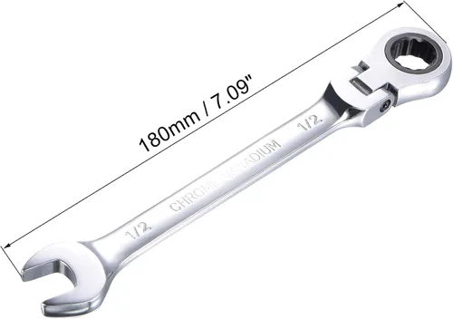 Miniatura 2 de uxcell Llave combinada de trinquete de cabeza flexible de 1/2 pulgada SAE 72 dientes Herramientas de llave de trinquete de 12 puntos, Cr-V