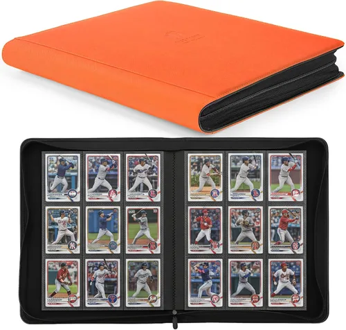 Miniatura 16 de Carpeta Premium de Tarjetas Coleccionables con más de 1000 bolsillos, Carpeta de 16 bolsillos sin anillo de carga lateral para cartas de Negro