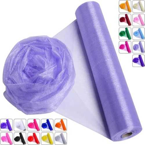 Miniatura 12 de Tela de Organza de Cristal Tul - 16" por 50 Yardas Tela Transparente para Decoración de Fiestas de Boda Despedida de Soltera Tutú Rollo de Malla