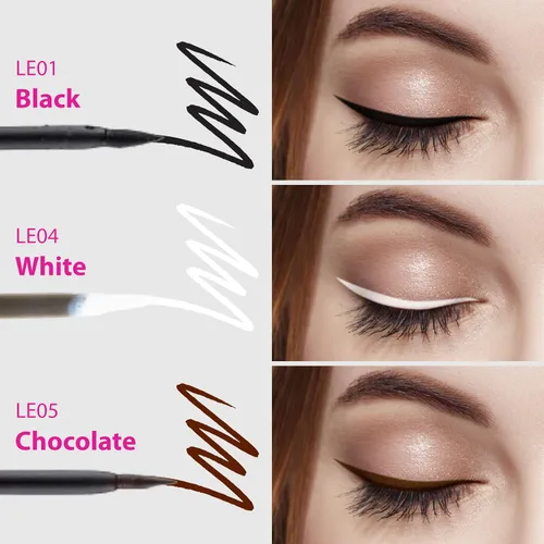 Miniatura 6 de Ruby Kisses Delineador de ojos líquido clásico, maquillaje de ojos de larga duración a prueba de manchas con aplicador de punta de fieltro