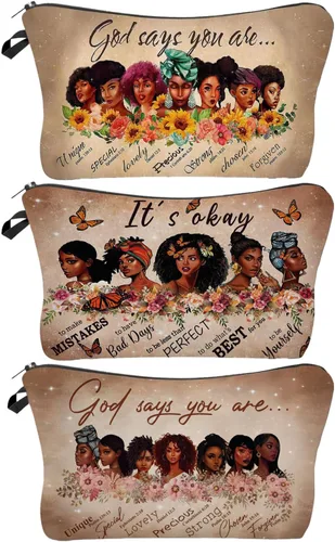 Miniatura 17 de Bolsa de maquillaje afroamericana para monedero, bolsas de cosméticos negras afro para mujer, regalo inspirador, pequeña bolsa de cosméticos
