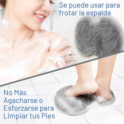 Miniatura 3 de Tapete de Limpieza de Pies para Ducha, Limpiador de Espalda Montado en la Pared, Almohadilla Exfoliante para Baño, Copas de Succión Negro
