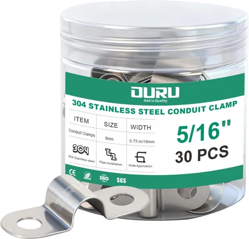 Miniatura 10 de OURU 30 abrazaderas de conducto de 1 pulgada de acero inoxidable 304, abrazadera de tubo de metal rígido en U, correa de tubo de 2 agujeros