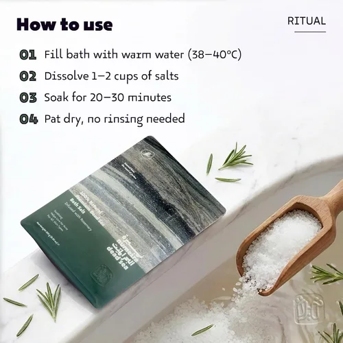 Miniatura 5 de Sales del Mar Muerto para remojar, relajante baño de sal para rejuvenecimiento corporal, sales minerales naturales, sales de baño gruesas del mar