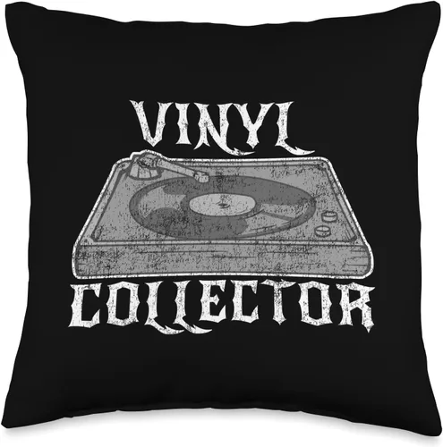 Vinyl Collector by VC Almohada de vinilo para coleccionista de discos LPs, vintage, retro, clásica, rock, 16 x 16 pulgadas, multicolor