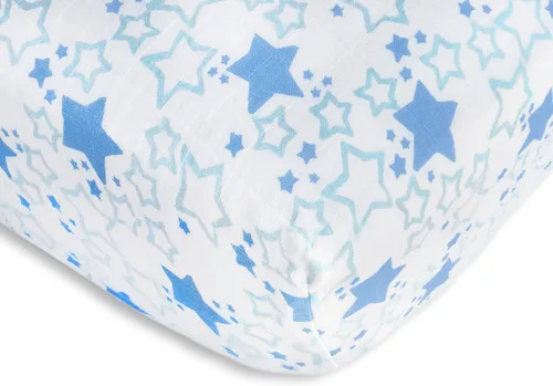 Miniatura 16 de SwaddleDesigns Sábana bajera ajustable de muselina de algodón más suave para bebé niño y niña, azul pastel Ahoy!