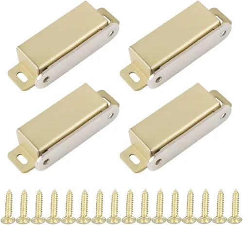 Alise Cat005G-4P - Cerradura magnética para gabinete, cierre de puerta con fuerte magnético para gabinetes, puertas de armario doradas, cerraduras