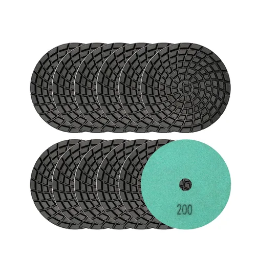 Miniatura 8 de SHDIATOOL Almohadillas de pulido de diamante de 4 pulgadas para hormigón, grano 50, paquete de 12 – pulido en húmedo, diseño turbo en espiral