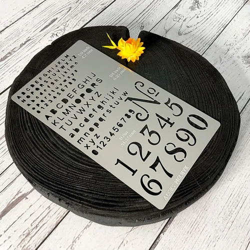 Miniatura 6 de Aleks Melnyk No.422 Plantilla de Metal, Letras Pequeñas, Normógrafo, Pirografía, Quema de Madera, 1 PIEZA, Plantilla, Grabado en Madera y Patrones