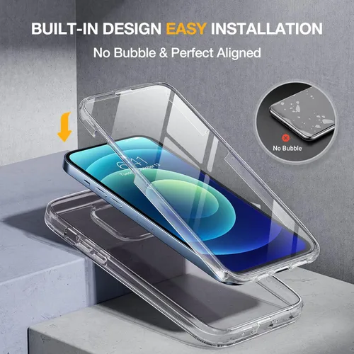 Miniatura 2 de Miracase Funda de Vidrio para iPhone 12/12 Pro de 6.1 pulgadas, Funda Protectora Bumper Resistente de Cuerpo Completo Mejorada con Protector