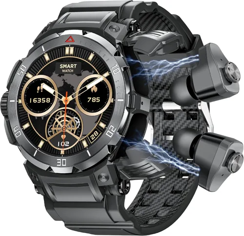 Reloj inteligente para hombre con auriculares, TWS inalámbricos para teléfonos Android iOS, relojes inteligentes para Android iOS Respuesta/Hacer