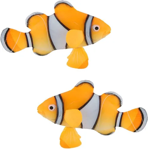 Paquete de 2 piezas de silicona artificial para acuario flotante de pez payaso, decoración de pecera de agua salada bajo el agua salada, adorno