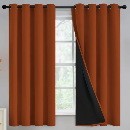 Miniatura 263 de Yakamok Cortinas negras, cortinas de ventana con aislamiento térmico y eficiencia energética para dormitorio, cortinas opacas completas y cortinas
