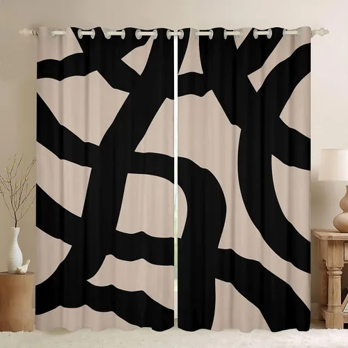 Miniatura 13 de jejeloiu Cortinas grises y rojas para dormitorio, sala de estar (2 paneles, 38 x 45 pulgadas), cortinas opacas con rayas geométricas, cortinas