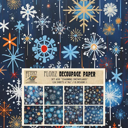 Miniatura 6 de Paquete de papel para decoupage (24 hojas 15x15 cm) # Papel con patrón estilo vintage Mystical Blizzard para decoupage, manualidades y álbumes de 34