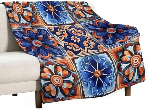 Miniatura 27 de Manta bohemia mexicana retro a rayas multicolor, manta bohemia étnica cálida de 30 x 40 pulgadas, suave manta de felpa mullida y acogedora manta