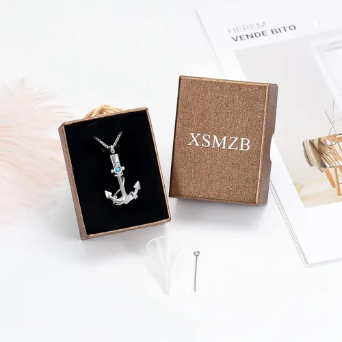 Miniatura 6 de Joyería de cremación para cenizas, collar de urna de ancla para hombres y mujeres, soporte conmemorativo para cenizas, colgante de urna de recuerdo
