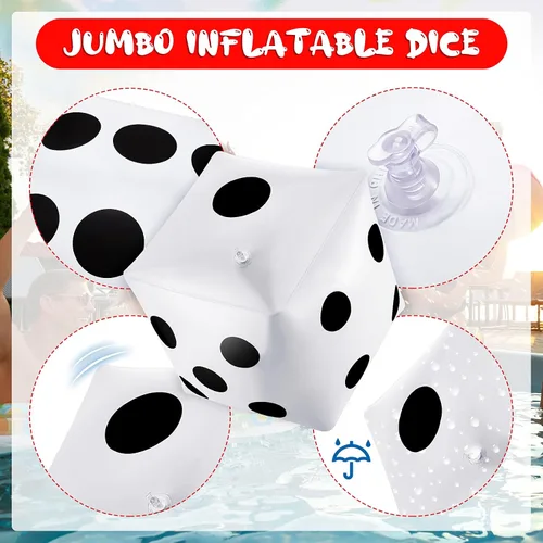 Miniatura 3 de Aoriher Paquete de 2 dados inflables gigantes, dados gigantes de 11.8 pulgadas para juegos amplios en interiores y exteriores, juguetes de piscina