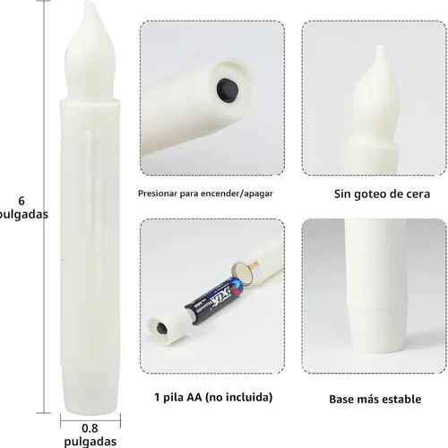 Miniatura 6 de MUMCHASI Velas sin llama Candelabros a pilas Velas LED parpadeantes Velas eléctricas sin llama Candelabros cónicos Iglesia Boda Fiesta de Halloween