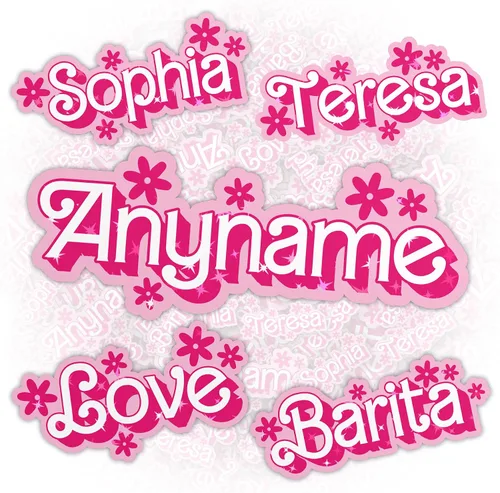 Miniatura 7 de Adhesivo retro personalizado con nombre personalizado, muñeca rosa, nombre de princesa, vacaciones en la playa, impermeable, transferencia UV DTF