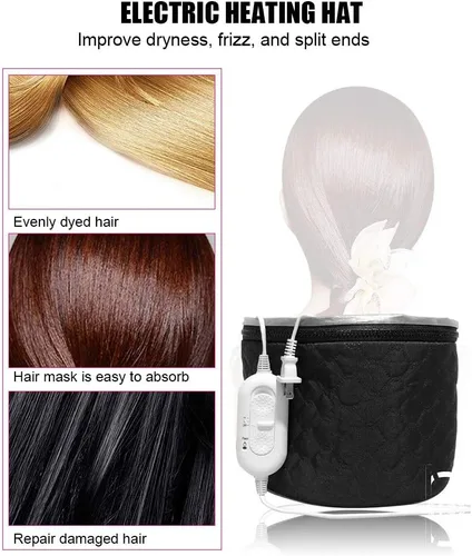 Miniatura 7 de Gorra eléctrica para el cabello, gorra térmica para el cuidado del cabello, sombrero ajustable para el tratamiento de aceite caliente con 3 modos