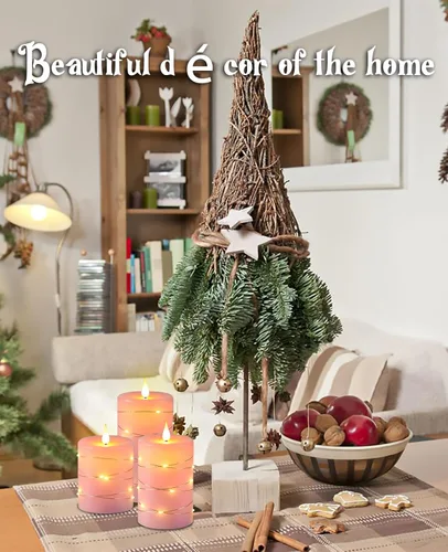 Miniatura 6 de Upinmz Velas parpadeantes sin llama con cadena de luces integradas, velas que funcionan con pilas con control remoto y temporizador, velas LED
