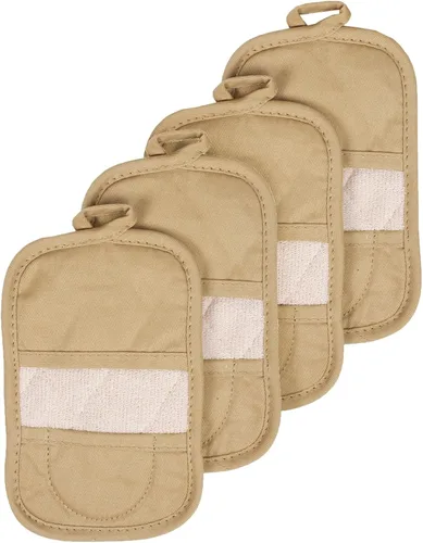 Ritz Soportes para ollas y almohadillas térmicas prémium (paquete de 4), 8.5 x 5.5 pulgadas, resistentes al calor, 100% algodón con bolsillo con