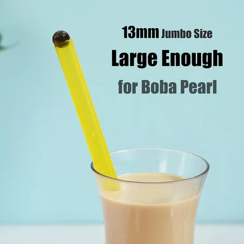 Miniatura 7 de ALINK 12 popotes Boba reutilizables, 10.5 pulgadas de largo x 0.51 pulgadas de ancho, pajitas de plástico para té de burbujas, perlas de tapioca