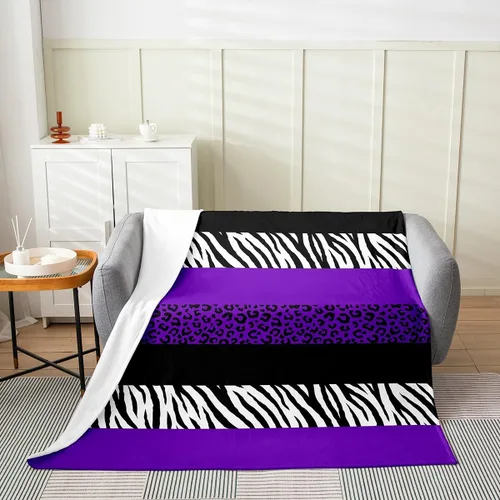 Miniatura 12 de Leopard Print Throw Blanket,40x50,African Wild Animal Skin Print Fleece Blanket for Teens Adults,Zebra Geometric Stripes Wildlife Tribal