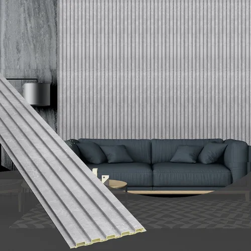 Miniatura 13 de OUZUGIE WPC Paneles de Pared de Rejilla Acústica, Paquete de 8 Paneles de Pared 3D de 114 x 6 Pulgadas para Decoración de Paredes Interiores, Sala