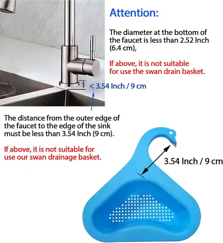 Miniatura 3 de Cesta de drenaje para fregadero de cocina, cesta de drenaje de cisne para fregadero de cocina, estante escurridor multifuncional triangular, filtro